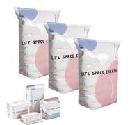 No Pump Vacuum Storage Bags, Large Capacity 3D Compression Storage Bags, Press & Seal Space Saver Bags for Clothes, Comforters, Blankets, Bedding, Travel and Home Organization (L*3)