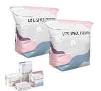 No Pump Vacuum Storage Bags, Large Capacity 3D Compression Storage Bags, Press & Seal Space Saver Bags for Clothes, Comforters, Blankets, Bedding, Travel and Home Organization (M*2)