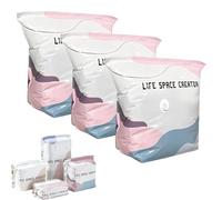 No Pump Vacuum Storage Bags, Large Capacity 3D Compression Storage Bags, Press & Seal Space Saver Bags for Clothes, Comforters, Blankets, Bedding, Travel and Home Organization (S*3)