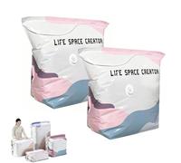 No-Pump Vacuum Storage Bags - Press & Seal, No Pump Needed, Reusable Space Saving Compression Bags, Moisture & Dust Proof Vacuum Storage Bag For Clothes, Perfect For Bulky Bedding (M*2Pcs)