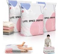 No Pump Vacuum Storage Bags, Space-Saving No-Pump 3D Vacuum Storage Bags, Heavy-Duty Large Capacity Pump-Free Comforters, Blankets, Pillows & Bedding (L-3PCS)
