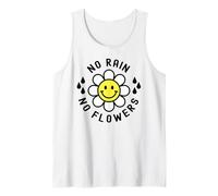 No Rain No Flowers Happy Smile Smile Face Daisy Flower Tee Canotta