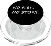 NO RISK NO STORY - lettere in carattere bianco in bianco PopSockets PopGrip per MagSafe
