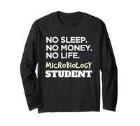 No Sleep Money Life Microbiologia Scienze Studente Maglia a Manica