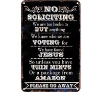 No Soliciting Voting For Jesus Thin Mints Amazon Please Go Away Office Business Targa in alluminio da parete Decorazioni artistiche da parete in metallo Pittura a ferro per decorazioni per la casa