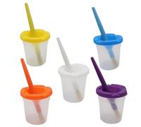 No Spill Paint Cups - Airtight Holder for Painting Supplies | Reusable Containers with Lids and Brush Slots, Organized Art Set for Classroom Home School Arts Crafts Learning Activities Kids Projects