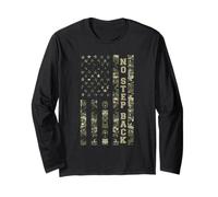 No Step Back Distressed USA American Flag Camo Aesthetic Maglia a Manica