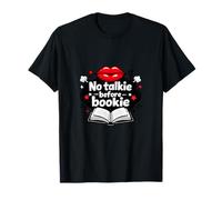 No Talkie Before Bookie Book Lover Accogliente Grafica Maglietta