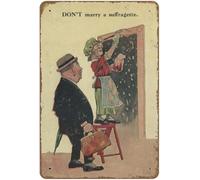 No te cases con una sufragista, cartel vintage antisufragista, novedoso letrero de hojalata retro, decoración para el hogar, letrero de granja, letrero de bienvenida para sala de estar, decoración de