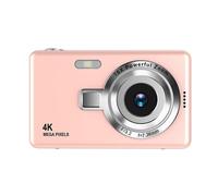 (No TF Card, Pink) Beginner Friendly 4k Digital Camera 16X Zoom Small Photography Camera Birthday Present