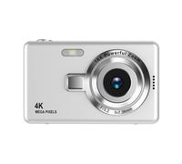 (No TF Card, Silver) Beginner Friendly 4k Digital Camera 16X Zoom Small Photography Camera Birthday Present