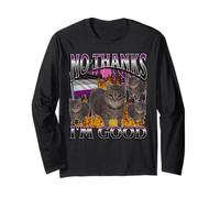 No Thanks I'm Good Divertente Asessuale Lgbtq Cat Meme Bootleg Maglia a Manica