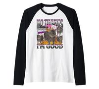 No Thanks I'm Good Divertente Asessuale Lgbtq Cat Meme Bootleg Maglia con Maniche Raglan