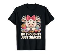 No Thoughts Just Snacks Carino Mucca Kawaii Cibo Maglietta