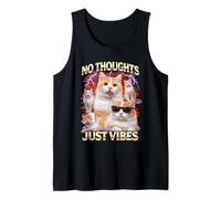 No Thoughts Just Vibes Divertente Gatto Meme Bootleg Animali Umorismo Canotta