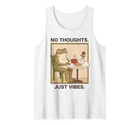 No Thoughts Just Vibes Frog Head Vuoto Meme Divertente Canotta