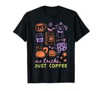 No Tricks Just Coffee Carino Halloween Spooky Cafe Design Maglietta