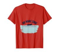 No Wake Zone Boating Graphic Lake Life Maglietta, Uomo, Rosso, XL