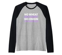 No Wheat No Dairy No Cipolla Basso FODMAP Dieta Digestione Guru Maglia con Maniche Raglan