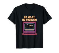 No Wi-Fi No Problem Retro Pixel TV Gaming Art Maglietta