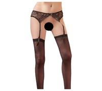 NO:XQSE Set reggicalze in pizzo 2340062 – bretelle regolabili, calze velate – Nero