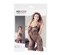 Overall in Rete Trasparente con Motivi in Pizzo e Aperture - Nero (S-L)