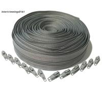 No3 Catena Continua Chiusure Zip & Pattini, Imbottitura, Grigio Chiaro, 5m