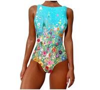 NOAGENJT Costumi Interi Donna Piscina Cinghie con Stampa Ampio Costume da Bagno Astratto Collo One Women Backless Piece Costumi da Bagno Alti Tankinis Set Costume Brasiliana Bianco (Z0312-B-White, XL)