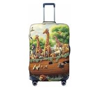 Noah's Ark Animal World, copertura elastica per valigia, da viaggio, antigraffio, con stampa, Nero , M