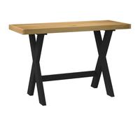 NOAIN Solid Pine Wood Desk 120x50x75 cm with X-Shaped Legs for Home Office, Study Table & Dining, Rustic Natural Top Black Base, Sturdy Durable Workstation, Easy Assembly & Maintenance