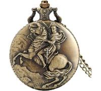 NOALED Bronzo Napoleone Bonaparte Cavallo Cavaliere Design Orologio da Taschino al Quarzo Antico Orologio da Taschino Vintage con Ciondolo Collana da Eroe Vintage