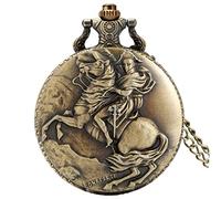 NOALED Bronzo Napoleone Bonaparte Cavallo Cavaliere Design Orologio da Taschino al Quarzo Antico Orologio da Taschino Vintage con Ciondolo Collana da Eroe Vintage