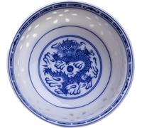 NOALED Ciotole da Portata Ciotola di Riso Stoviglie in Porcellana Bianca e Blu Stoviglie Drago Cinese Ciotole per zuppa di Ramen in Ceramica, 4.5 Inches