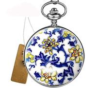 NOALED Design elegante orologio da taschino meccanico in acciaio inossidabile a carica manuale con catena da uomo, regalo da donna vintage