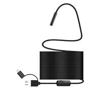 NOALED Endoscopio Industriale Fotocamera Impermeabile da 8 mm e 8 luci Regolabili a LED Telecamera a Serpente 3 in 1 USB/Micro USB/Tipo-C per ispezione del Tubo del Computer del Telefono Android, E