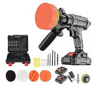 NOALED Kit lucidatrice, 1500 Giri/min 25 velocità variabili con Batteria e Impugnatura Rimovibile, Angolo variabile di Rotazione a 360°, Ideale per levigatura, lucidatura, ceratura, S