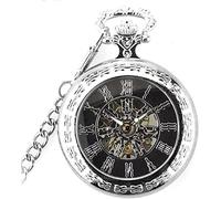 NOALED Orologi da tasca vintage da uomo vintage orologi meccanici steampunk orologio pendente con catena scatola migliore, Argento
