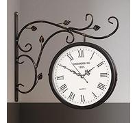 NOALED Orologio da Stazione Impermeabile Nero Vintage a Doppia Faccia per Corridoi, Giardino, Veranda, Stazione Ferroviaria - Retrò Wei?