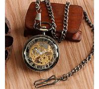 NOALED Orologio da tasca Collana vintage Steampunk Scheletro meccanico Fob Orologi Orologio pendente a carica manuale Uomo Donna Catena regalo (Bronzo)