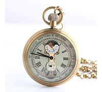 NOALED Orologio da tasca meccanico a carica con quadrante con numeri romani. Tourbillon vintage con fasi lunari