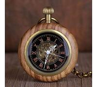 NOALED Orologio da tasca Orologio da tasca meccanico in legno massello FOB Catena Hollow Steampunk Scheletro Uomo Donna Orologio maschile Orologi Regali