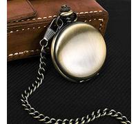 NOALED Orologio da tasca personalizzato retrò liscio da uomo nero argento polacco orologi da tasca al quarzo ciondolo regalo con incisione personalizzata (bronzo)