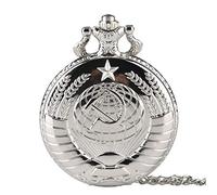 NOALED Orologio da tasca Retro Badge Orologio da tasca al quarzo stile martello Emblema Collana unisex Catena Ore Orologio (Argento)