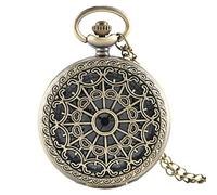 NOALED Orologio da taschino al quarzo in bronzo Collana con pendente Steampunk Regali a catena per uomo Donna vintage