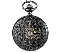 NOALED Orologio da taschino meccanico con quadrante nero cavo a carica manuale da uomo collezione ciondolo orologio a catena orologio da tavolo vintage