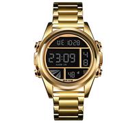 NOALED Orologio elettronico, Orologio da Uomo alla Moda in Lega di Zinco con Cinturino in Acciaio con Data, cronometro, Luminoso, Sveglia, Resistente all'Acqua Fino a 30 Metri