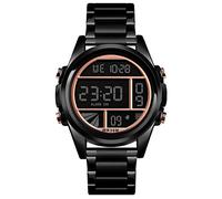 NOALED Orologio elettronico, Orologio da Uomo alla Moda in Lega di Zinco con Cinturino in Acciaio con Data, cronometro, Luminoso, Sveglia, Resistente all'Acqua Fino a 30 Metri