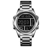NOALED Orologio elettronico, Orologio da Uomo alla Moda in Lega di Zinco con Cinturino in Acciaio con Data, cronometro, Luminoso, Sveglia, Resistente all'Acqua Fino a 30 Metri