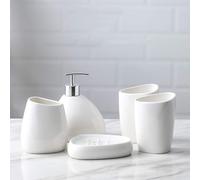 NOALED Set di Accessori per Il Bagno,Set di Accessori da Bagno Completo 5 Piece Set di Accessori per Il Bagno in Ceramica,Completo di Porta Spazzolino,Porta Sapone,Dispenser Sapone