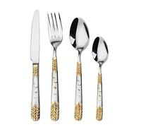 NOALED Set di Posate Argento-Oro per 12 Persone: stoviglie Elegant Life da 60 Pezzi - Coltello, forchetta, Cucchiaio - Lavabile in lavastoviglie